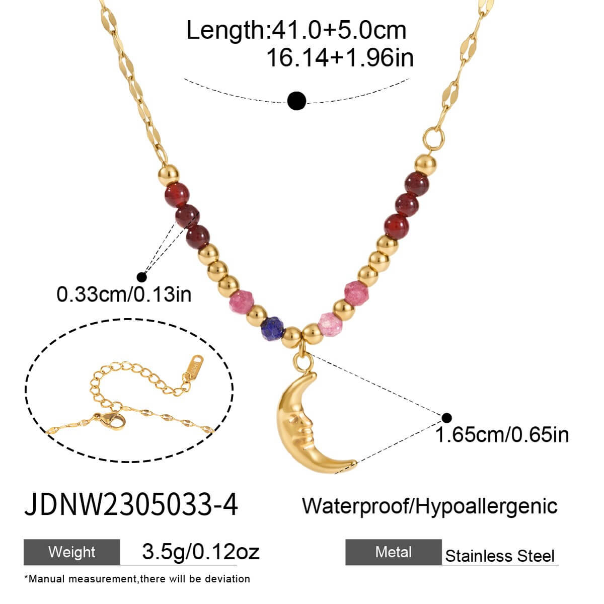 18K Gold Natural Stone Beaded Necklace