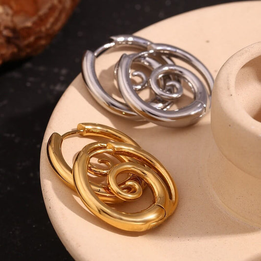 Vintage Boho Swirl Textured Hoop Earrings