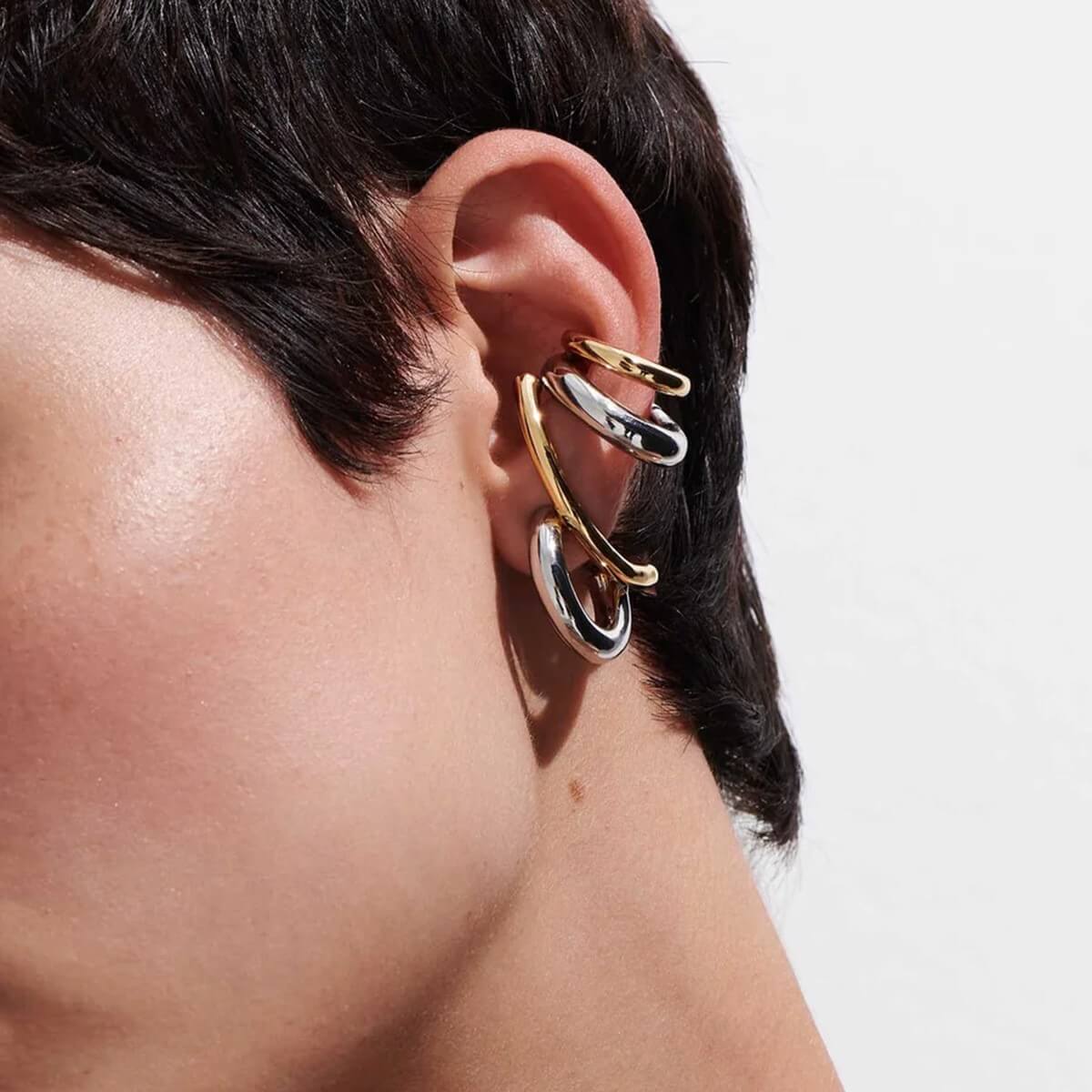 Two Tone Curved Hoop Earrings