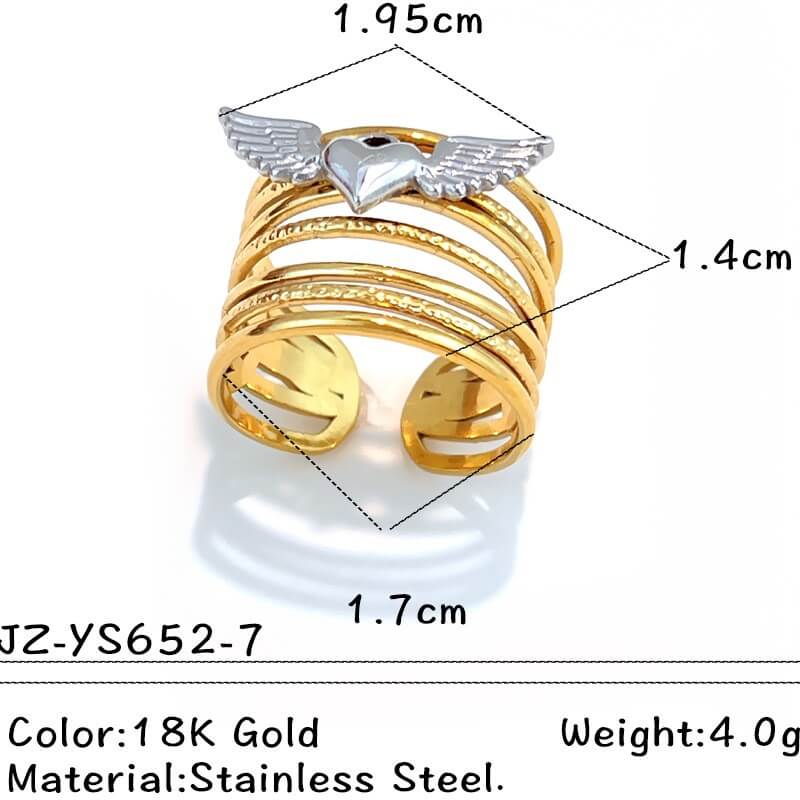 18K Gold Two-Tone Multi-Layer Open Ring