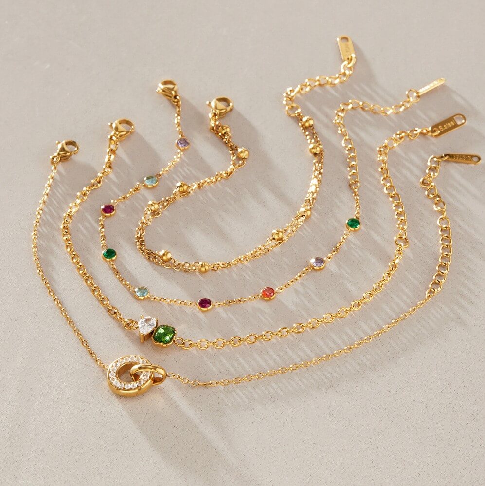 Colorful Zircon Layered Bracelets