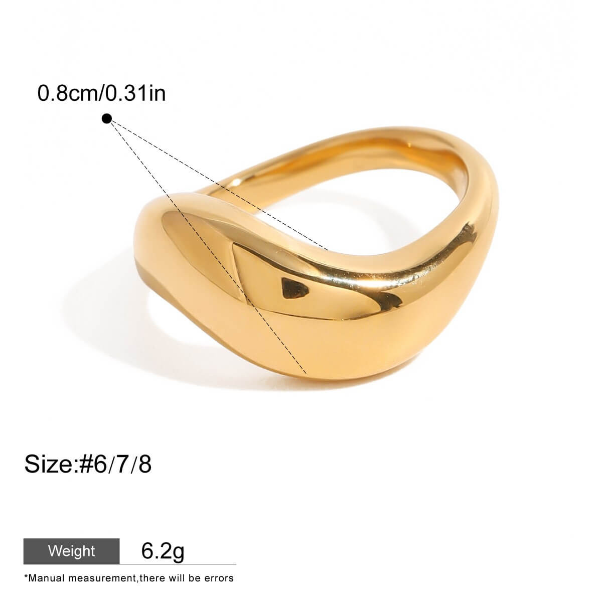 Chunky Fluid Wave Dome Ring - 18K Gold Plated Brass