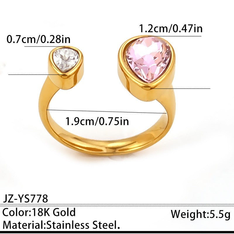 18K Gold Geometric Crystal Open Ring