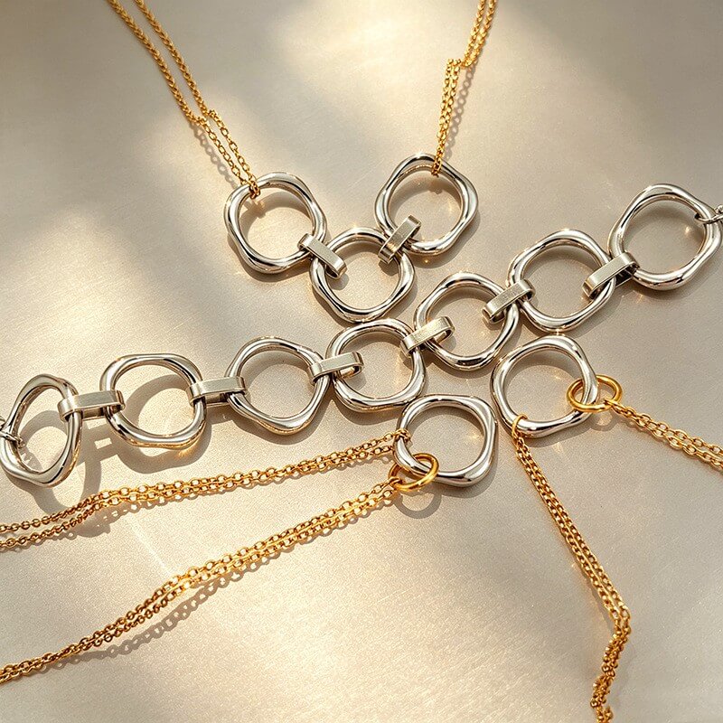18K Gold Two-Tone Circle Link Jewelry Collection