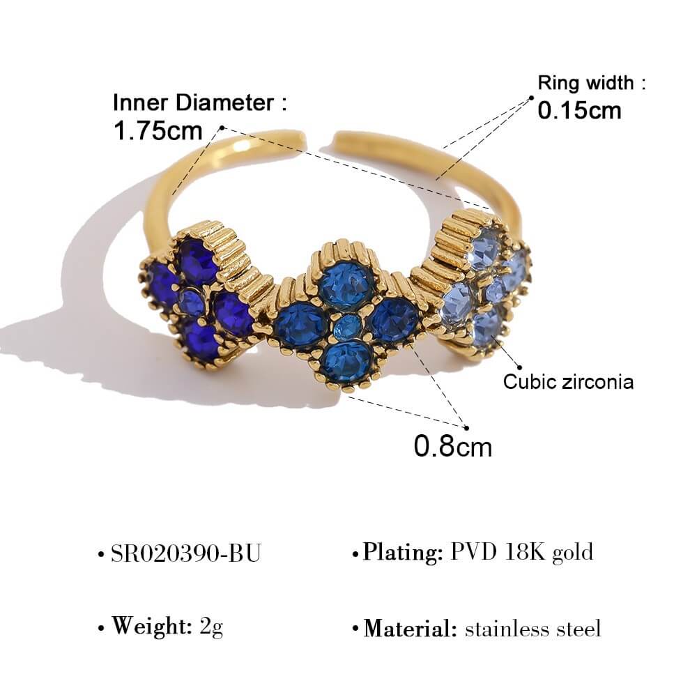 Clover Zircon Stainless Steel Ring