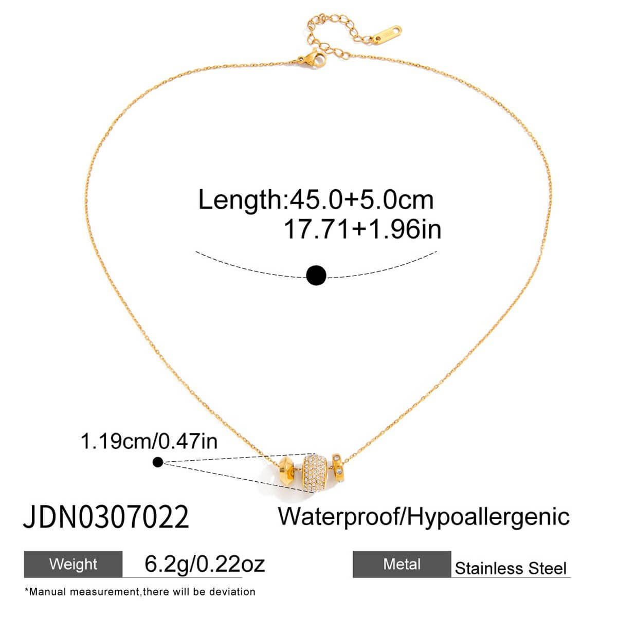 18K Gold Cylinder Charm Necklace
