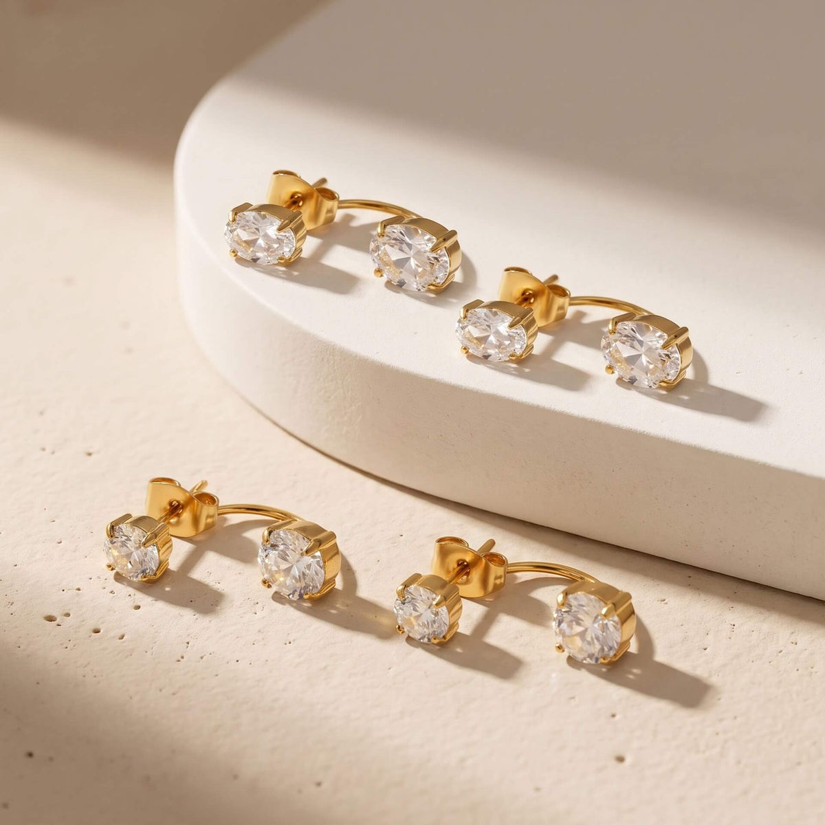 Front-Back Cubic Zirconia Huggie Stud Earrings