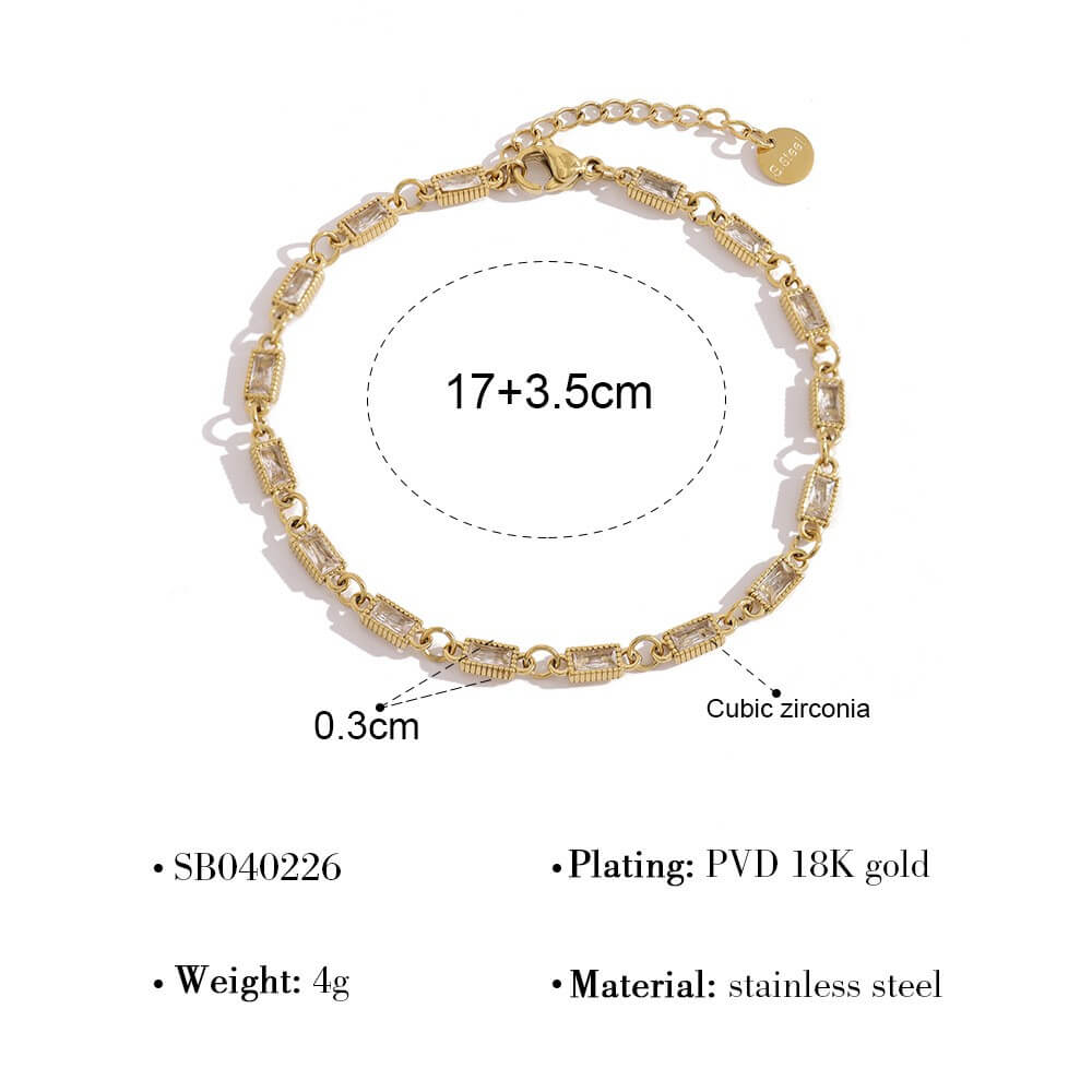 Dainty CZ Gold Charm Bracelet
