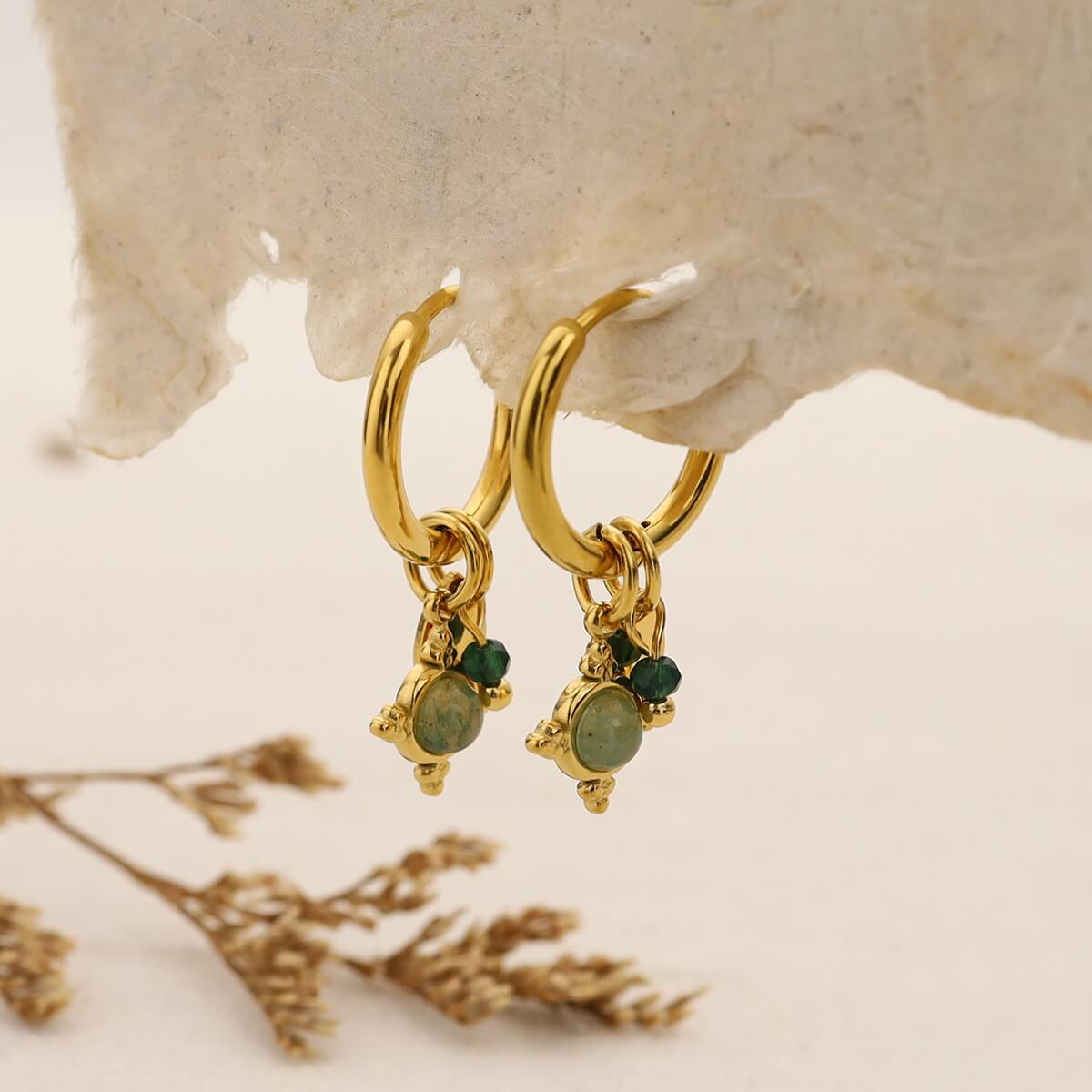 Celadon Celestial Starburst Hoop Earrings