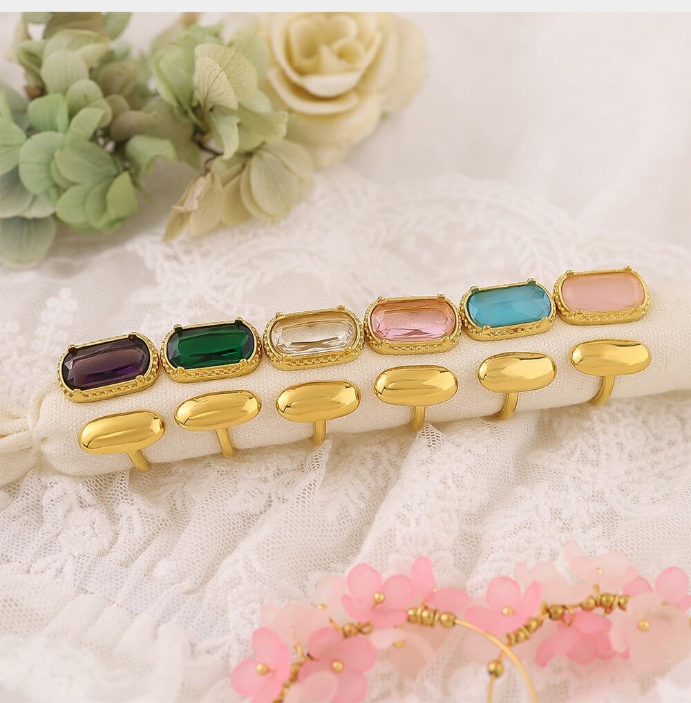Asymmetric Oval Zircon Open Ring