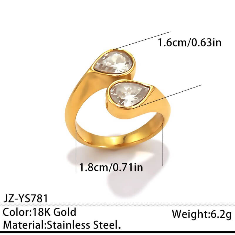 18K Gold CZ Statement Open Ring