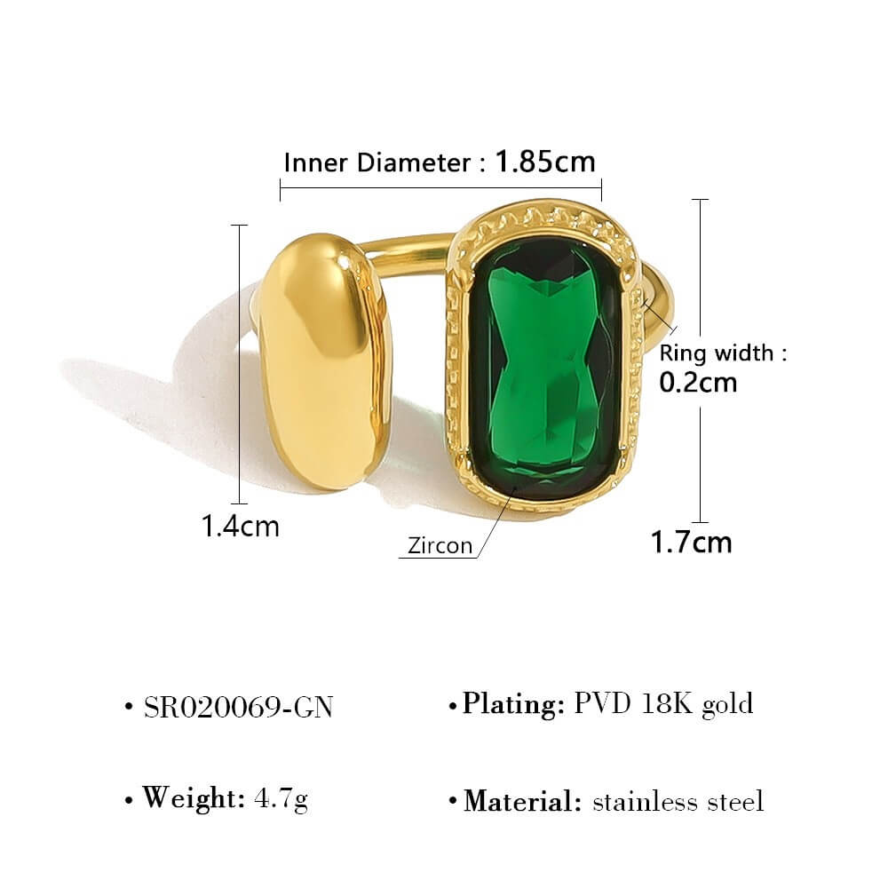 Asymmetric Oval Zircon Open Ring