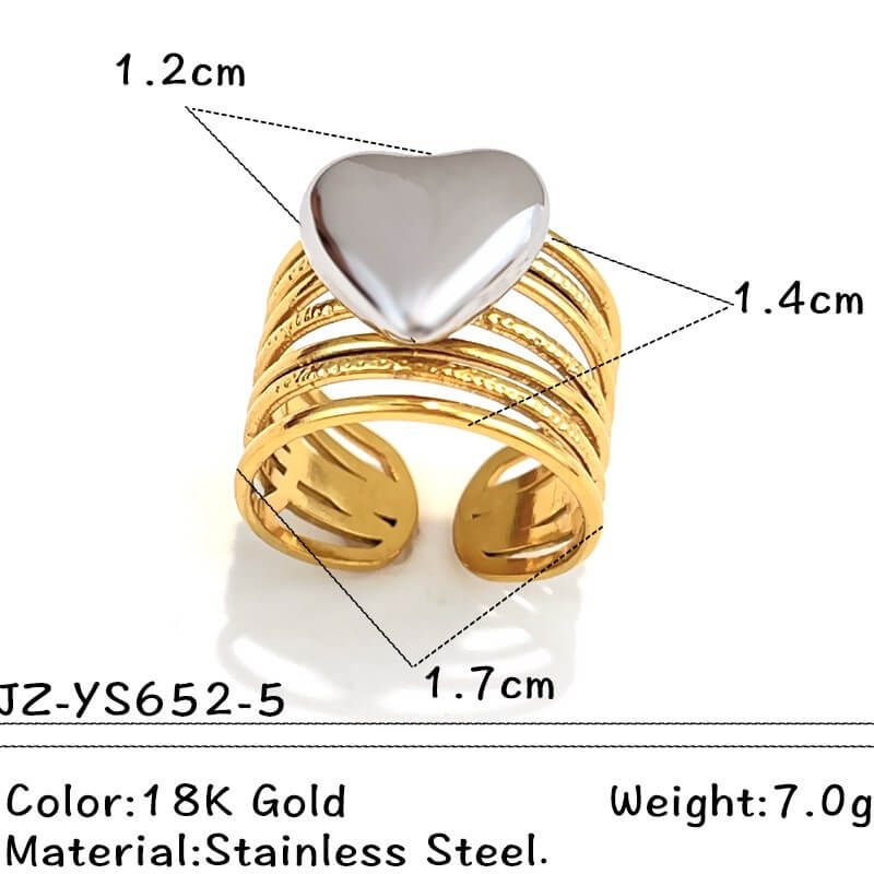 18K Gold Two-Tone Multi-Layer Open Ring