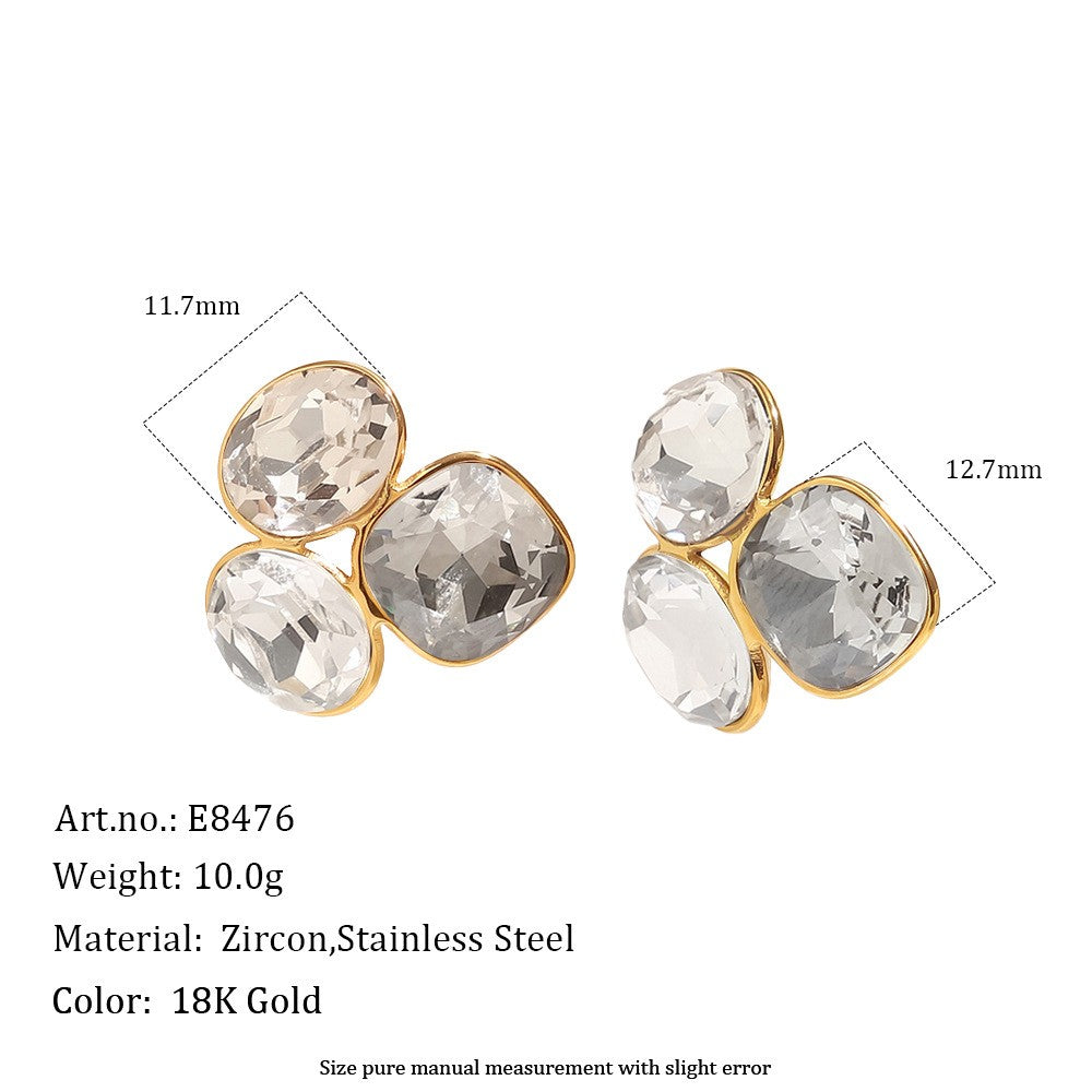 Multicolor Zircon Cluster Stud Earrings