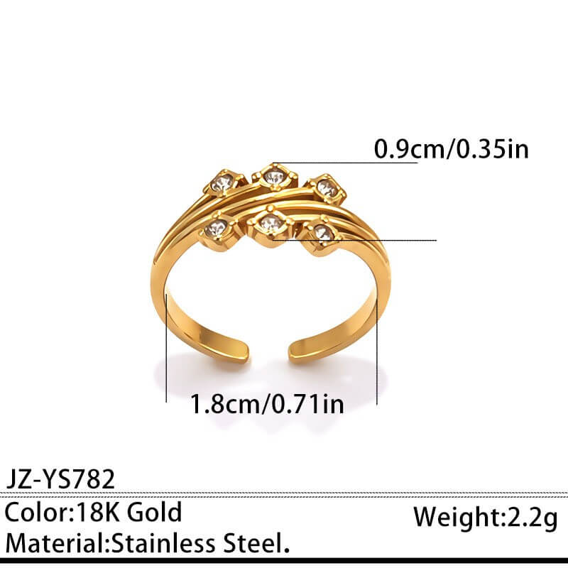 18K Gold CZ Statement Open Ring