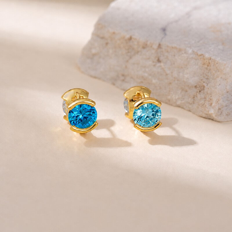 14K Gold Plated Brass Sparkling CZ Huggie Earrings