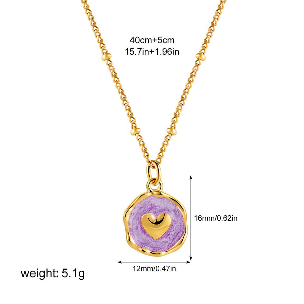 18K Gold Plated Stainless Steel Enamel Coin Pendant Necklace