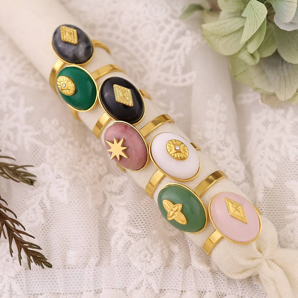 18K Gold Gemsbone Rings