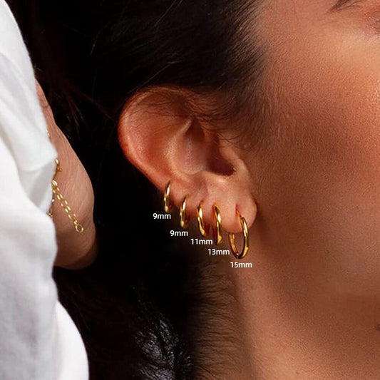 Classic Minimalist Gold Hoop Earrings - 18K Gold Plated Brass