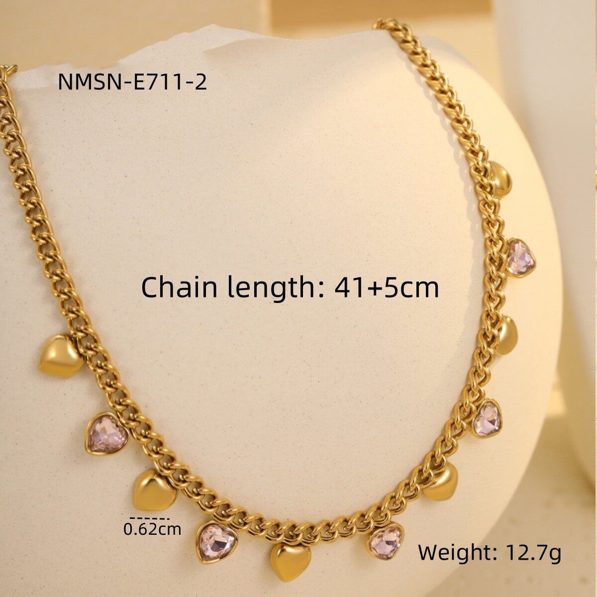 18K Gold Plated Zircon Heart Charm Choker Necklace