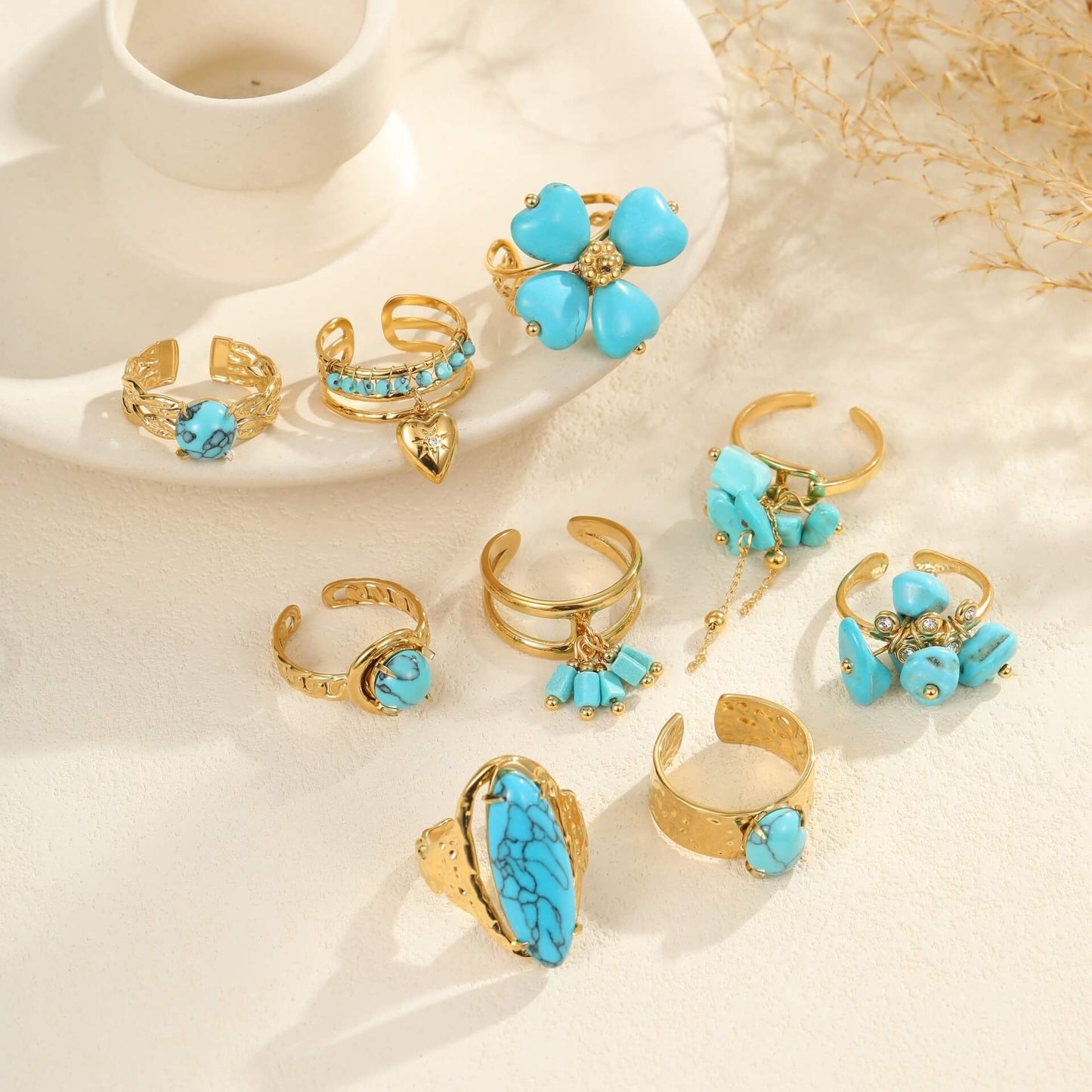 Gold Turquoise Statement Ring