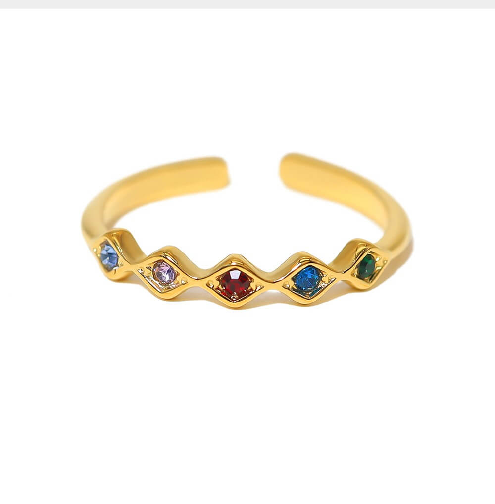 Vintage Rainbow Crystal Open Ring