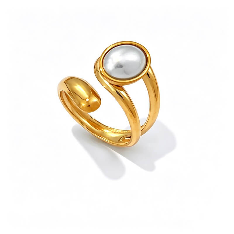 18K Gold Oval Gemstone Bypass Open Ring