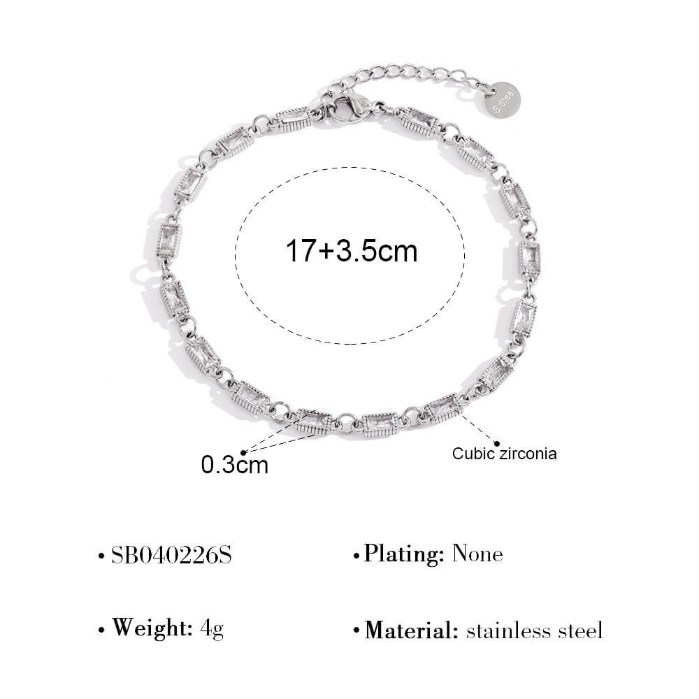 Dainty CZ Gold Charm Bracelet