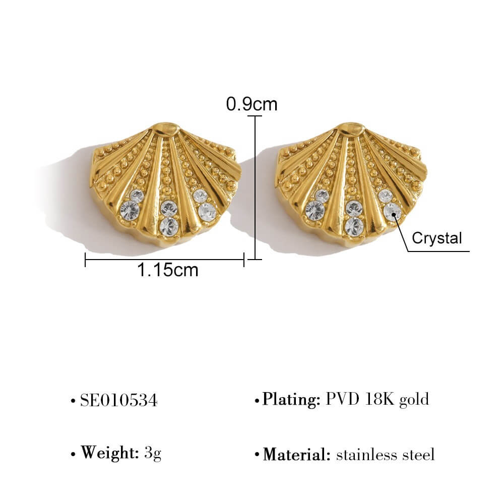 Ocean Crystal Shell & Sea Turtle Stud Earrings