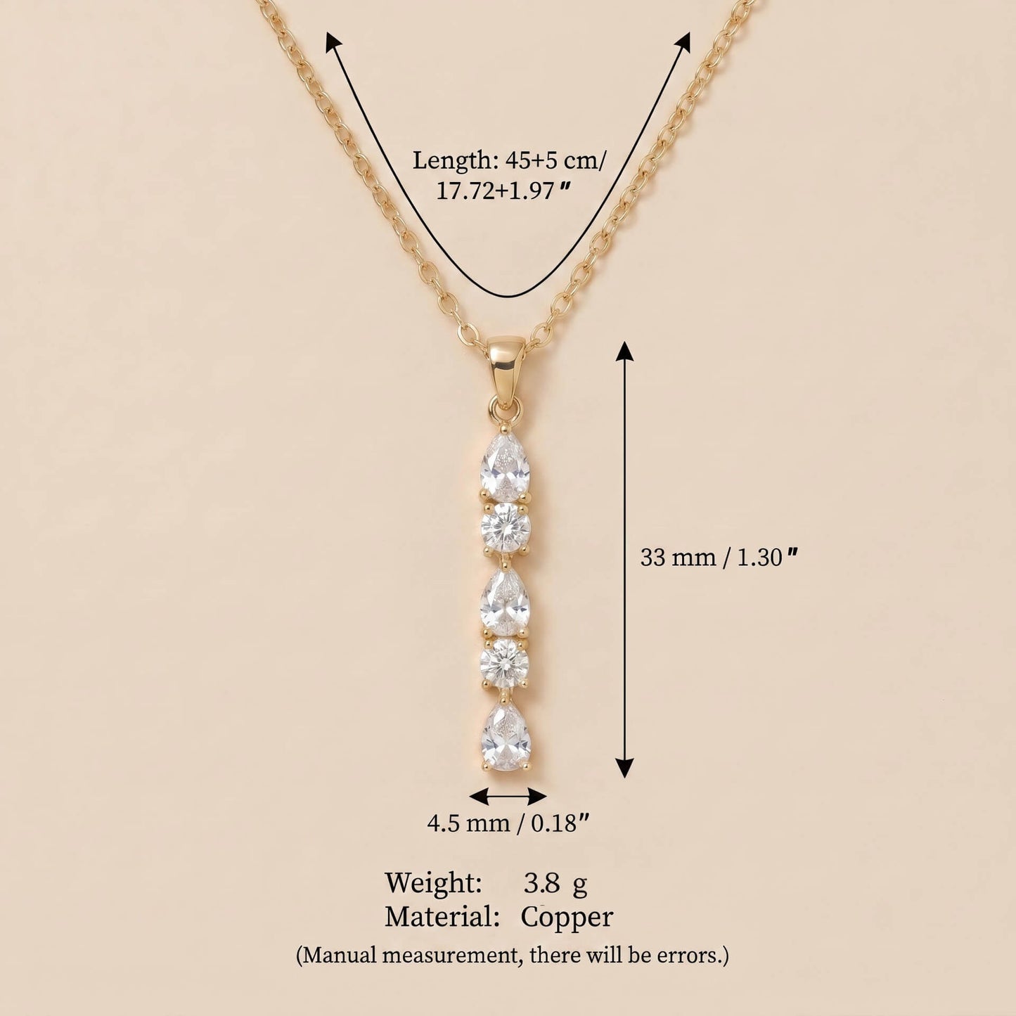 CZ Heart Pendant Chain Necklace