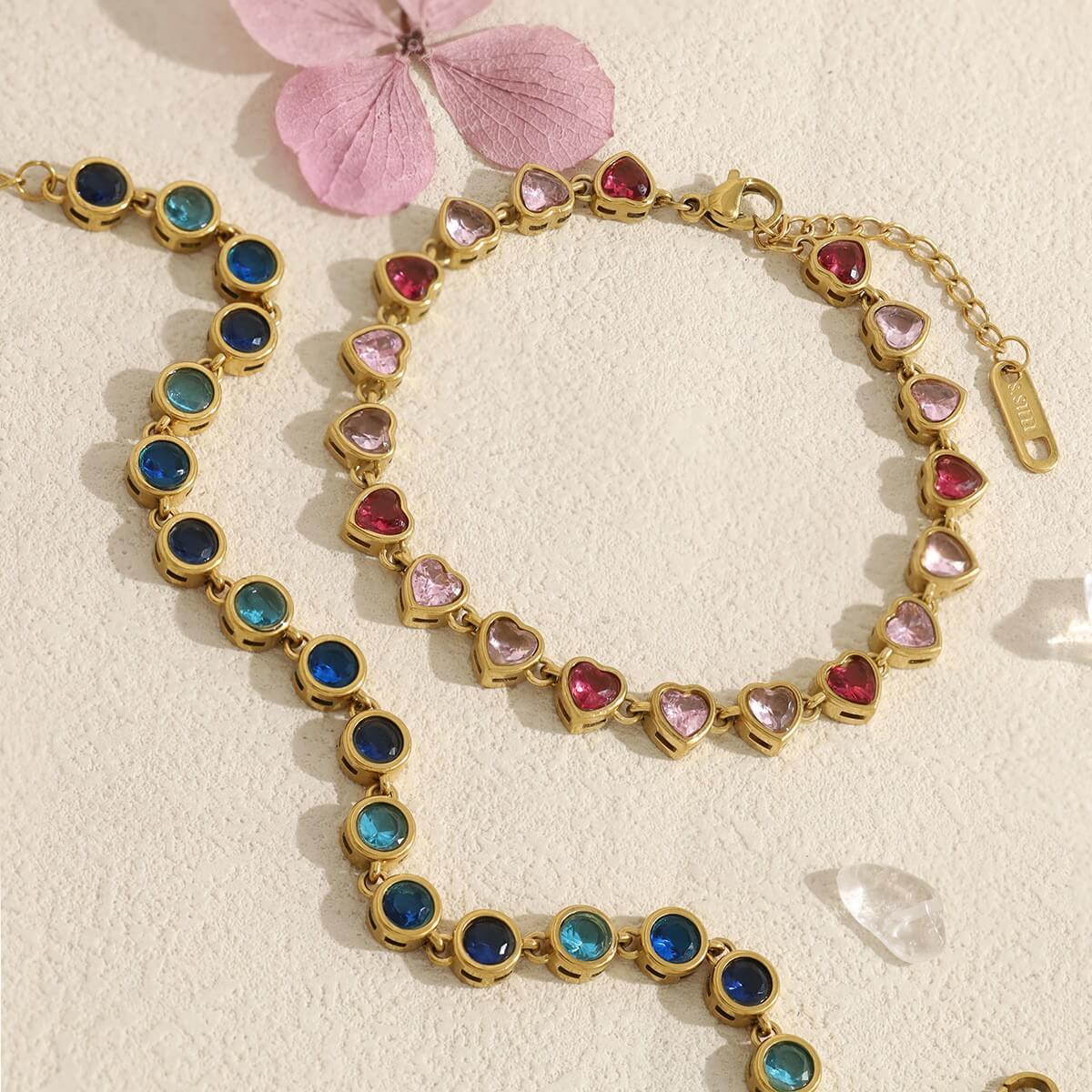 Colorful Zircon Stainless Steel Tennis Bracelet