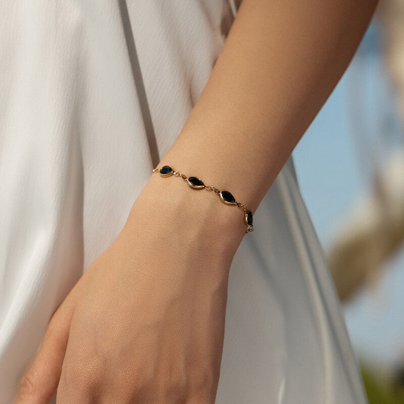 Colorful Crystal Charm Chain Brass Bracelet