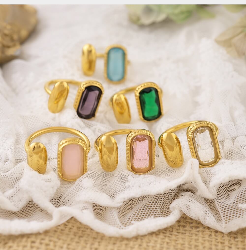 Asymmetric Oval Zircon Open Ring