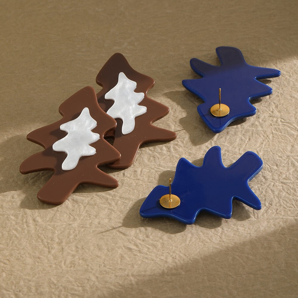 Festive Christmas Tree Resin Stud Earrings
