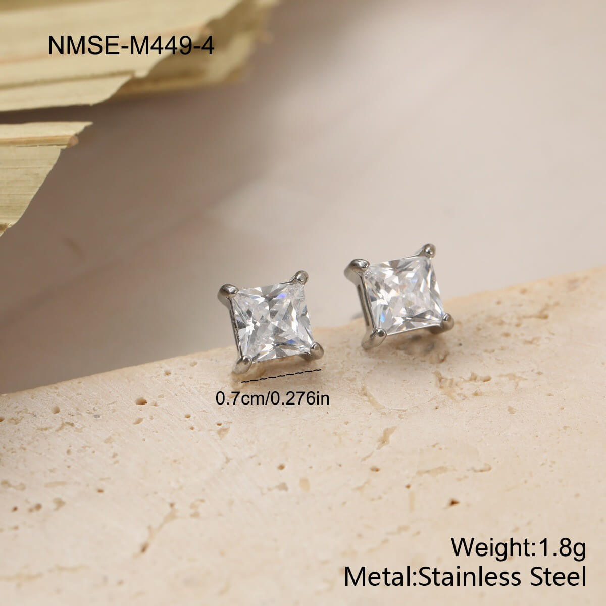 Princess Cut Zircon Stud Earrings in Gold & Silver (4mm-8mm)