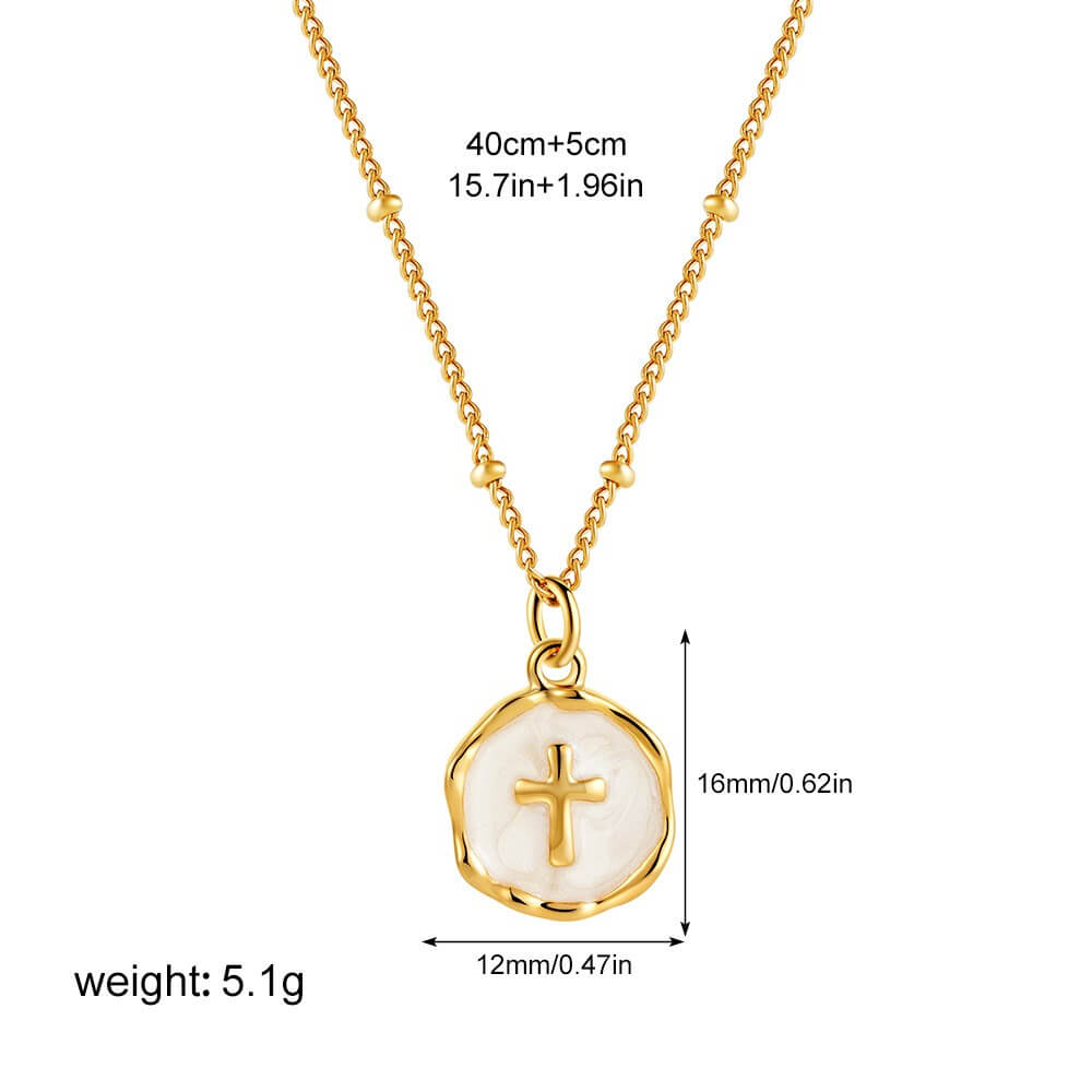 18K Gold Plated Stainless Steel Enamel Coin Pendant Necklace