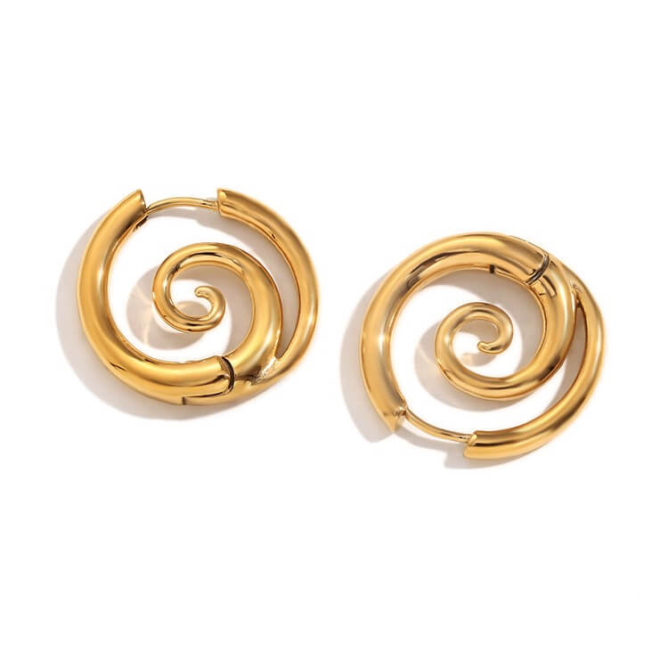 Vintage Boho Swirl Textured Hoop Earrings