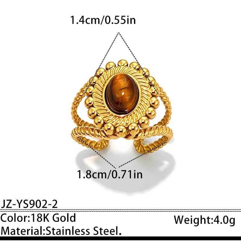 18K Gold Vintage Tiger’s Eye Statement Ring