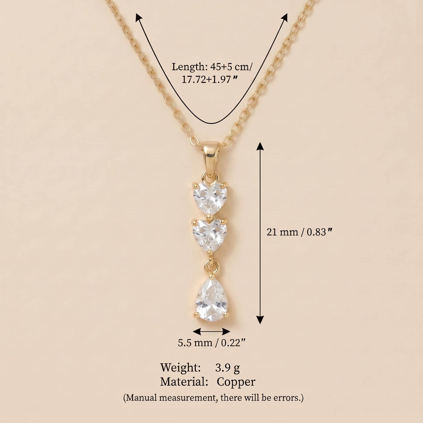 CZ Heart Pendant Chain Necklace