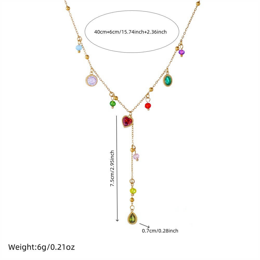 Stainless Steel Y-Lariat Drop Charm Necklace