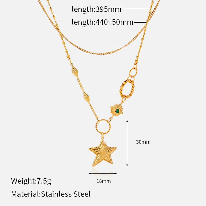 Celestial Layered Star & Gemstone Necklace