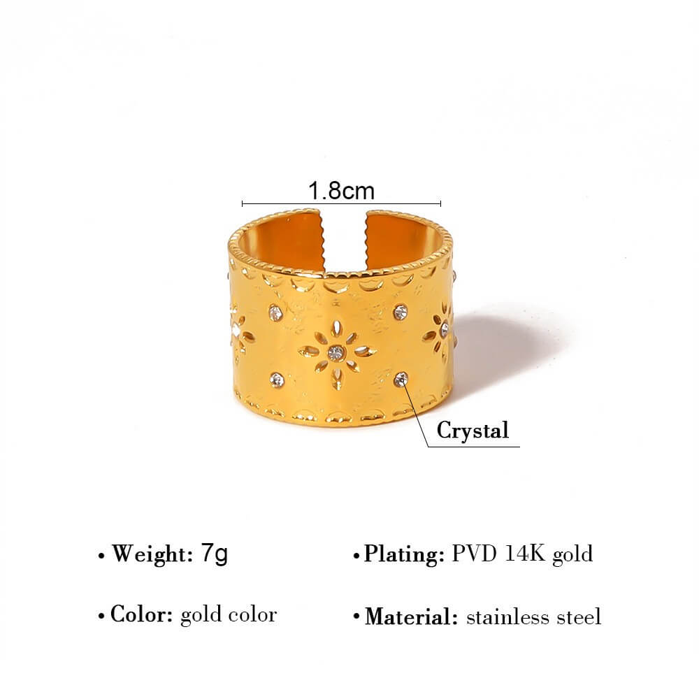 Vintage Textured Wide Band Adjustable Ring