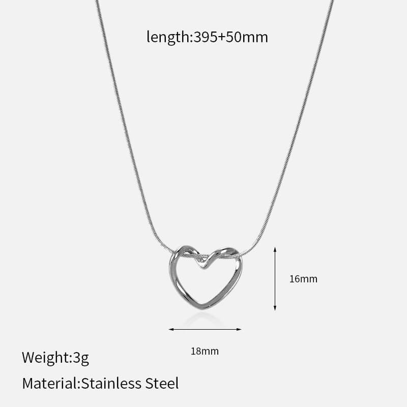 Waterproof Hollow Heart Snake Chain Necklace