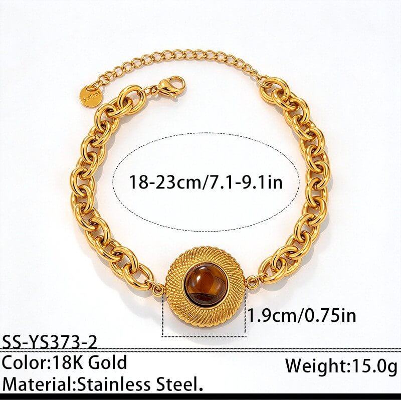 Waterproof Vintage Natural Tiger's Eye Medallion Bracelet