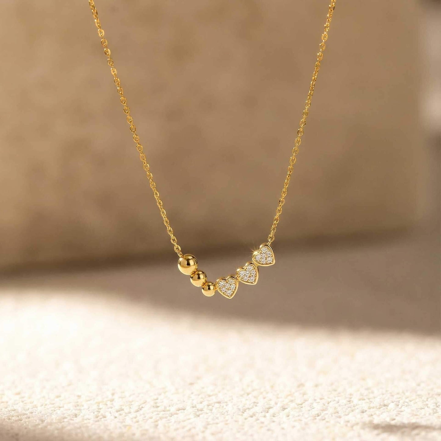 CZ Heart Pendant Chain Necklace