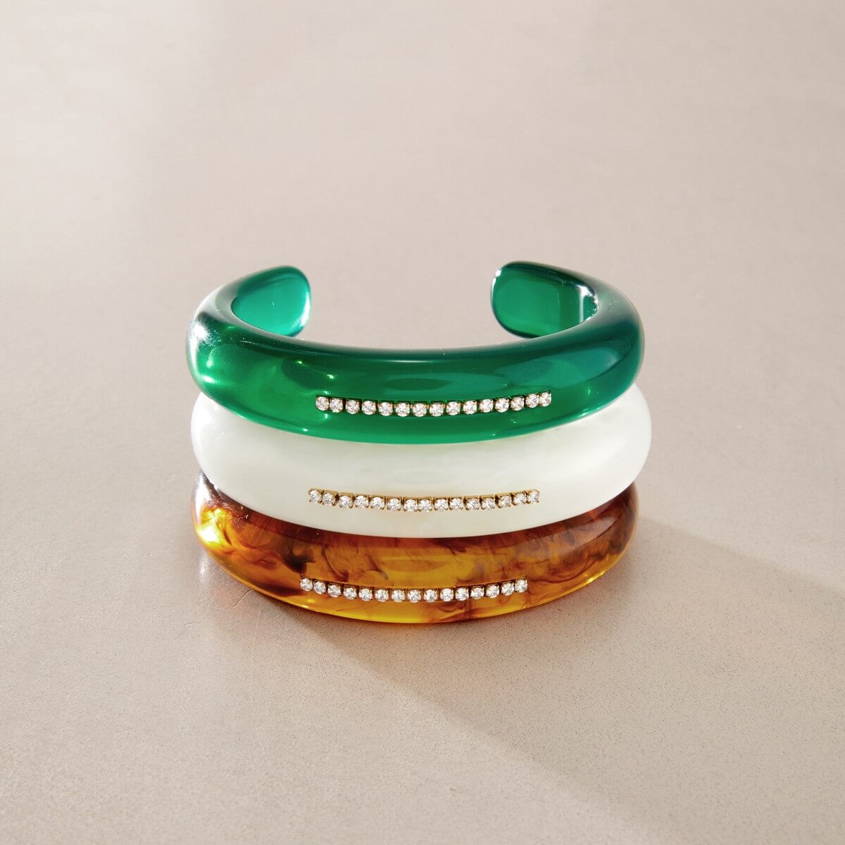 Resin Rhinestone Rings & Cuff Bracelets