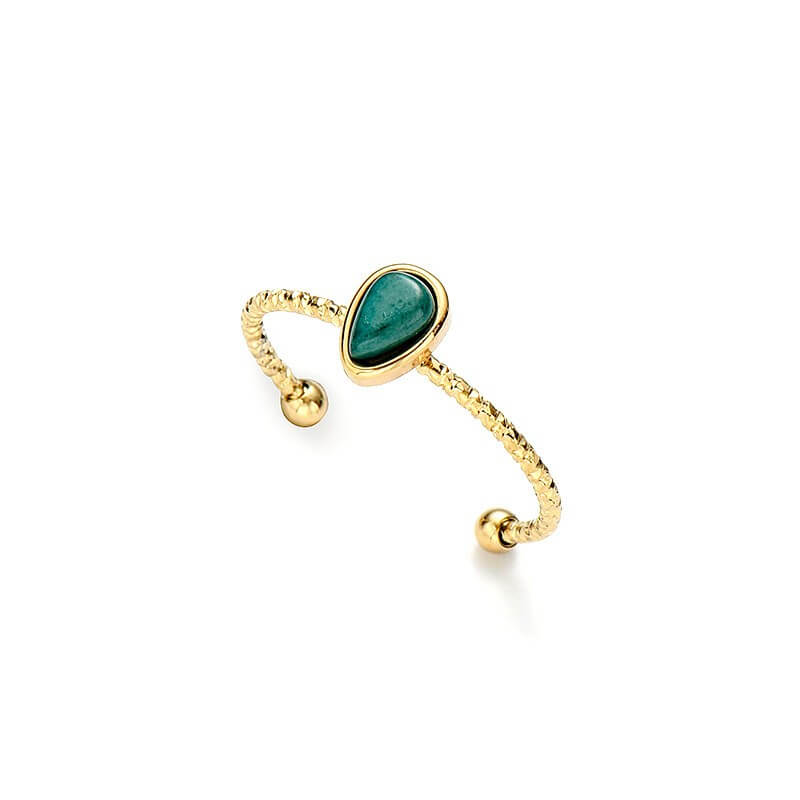Natural Stone Teardrop Open Ring