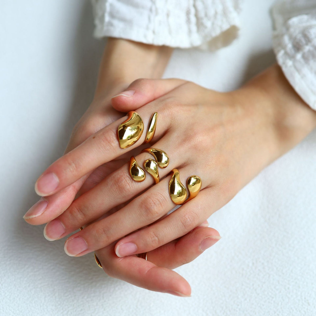 Chunky Liquid Metal Open Statement Ring