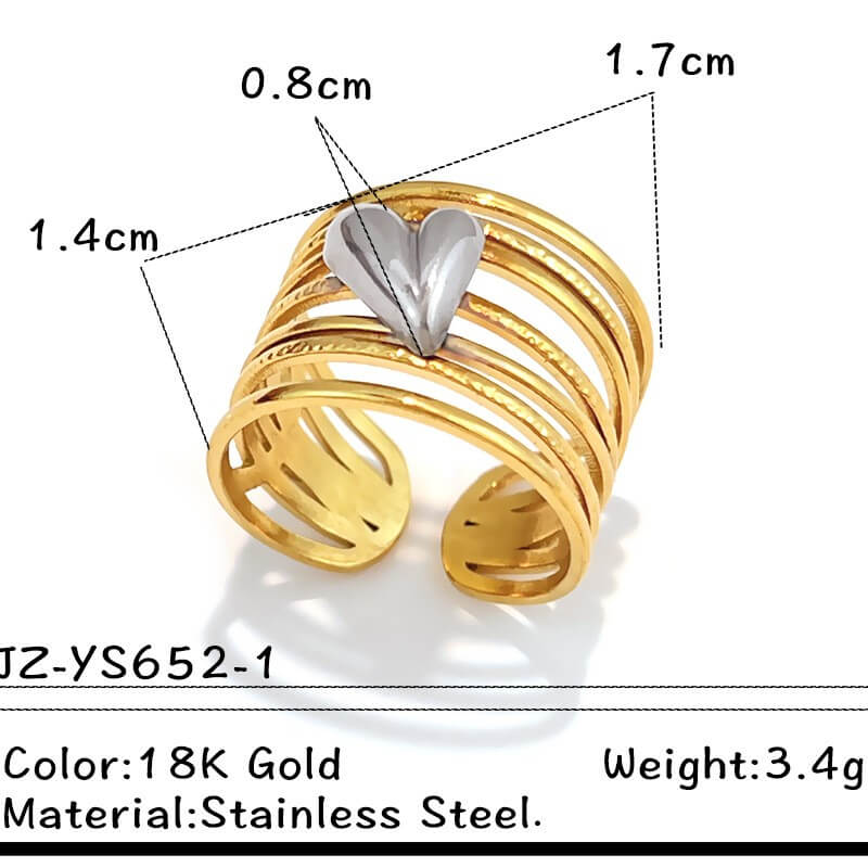 18K Gold Two-Tone Multi-Layer Open Ring