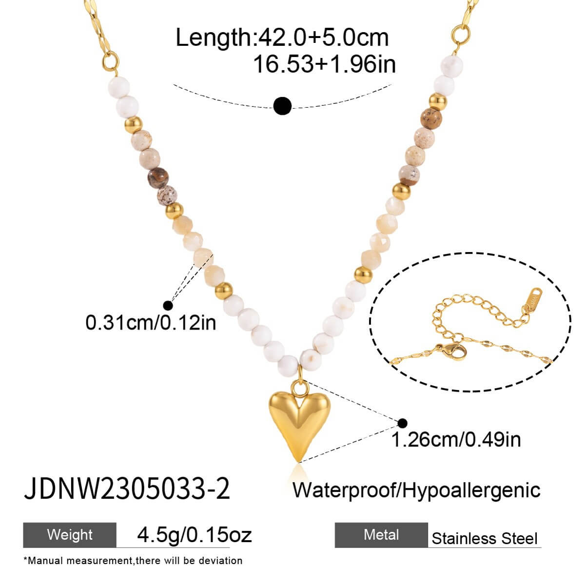 18K Gold Natural Stone Beaded Necklace